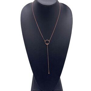 Luv AJ Rhinestone Full Bloom Lariat Y-Drop Chain Necklace Classis Preppy Work